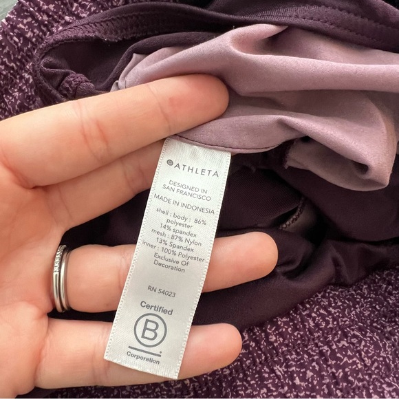 ATHLETA PRINTED MESH RACER RUN SHORTS 4” VIOLET STATIC Women's Small - Picture 7 of 9